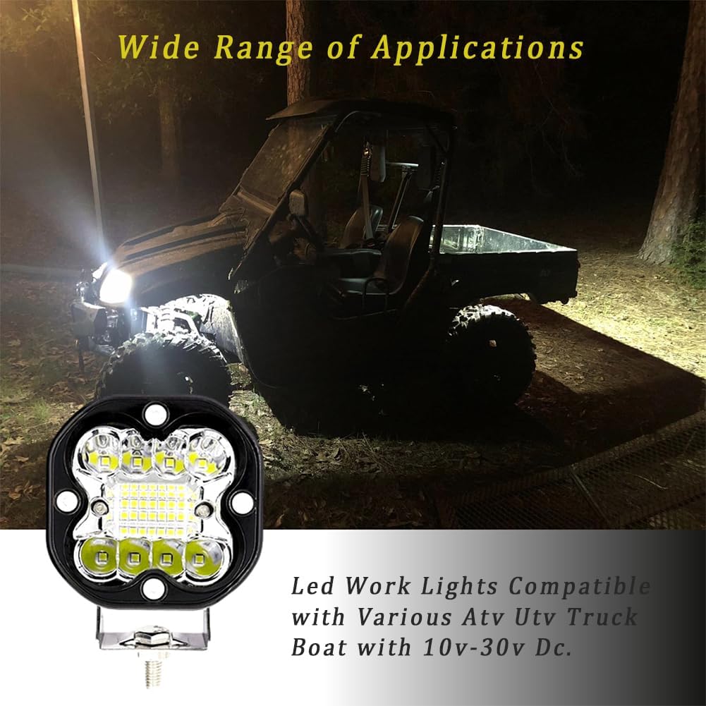 Paquete de 2 luces LED para cápsulas, 3 pulgadas, 66 W, luces LED de conducción con haz combinado de inundación puntual, barras de luz automotriz
