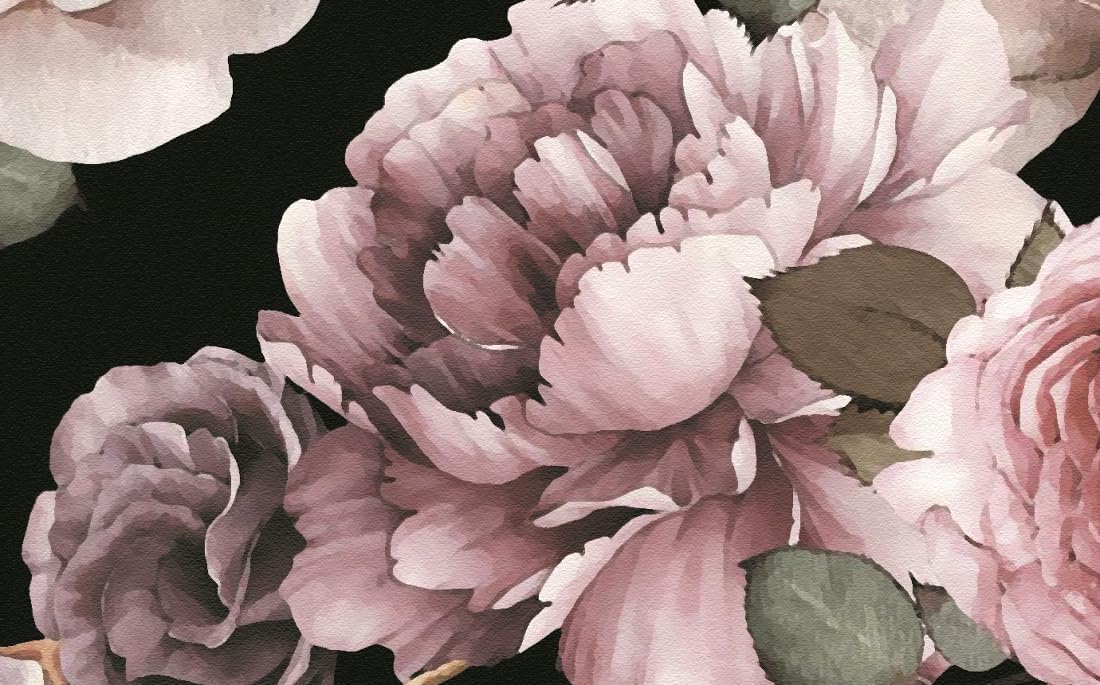 Papel tapiz vintage 3D pintado a mano con rosas blancas y negras, papel tapiz floral, póster de pared para sala de estar, dormitorio, habitación de