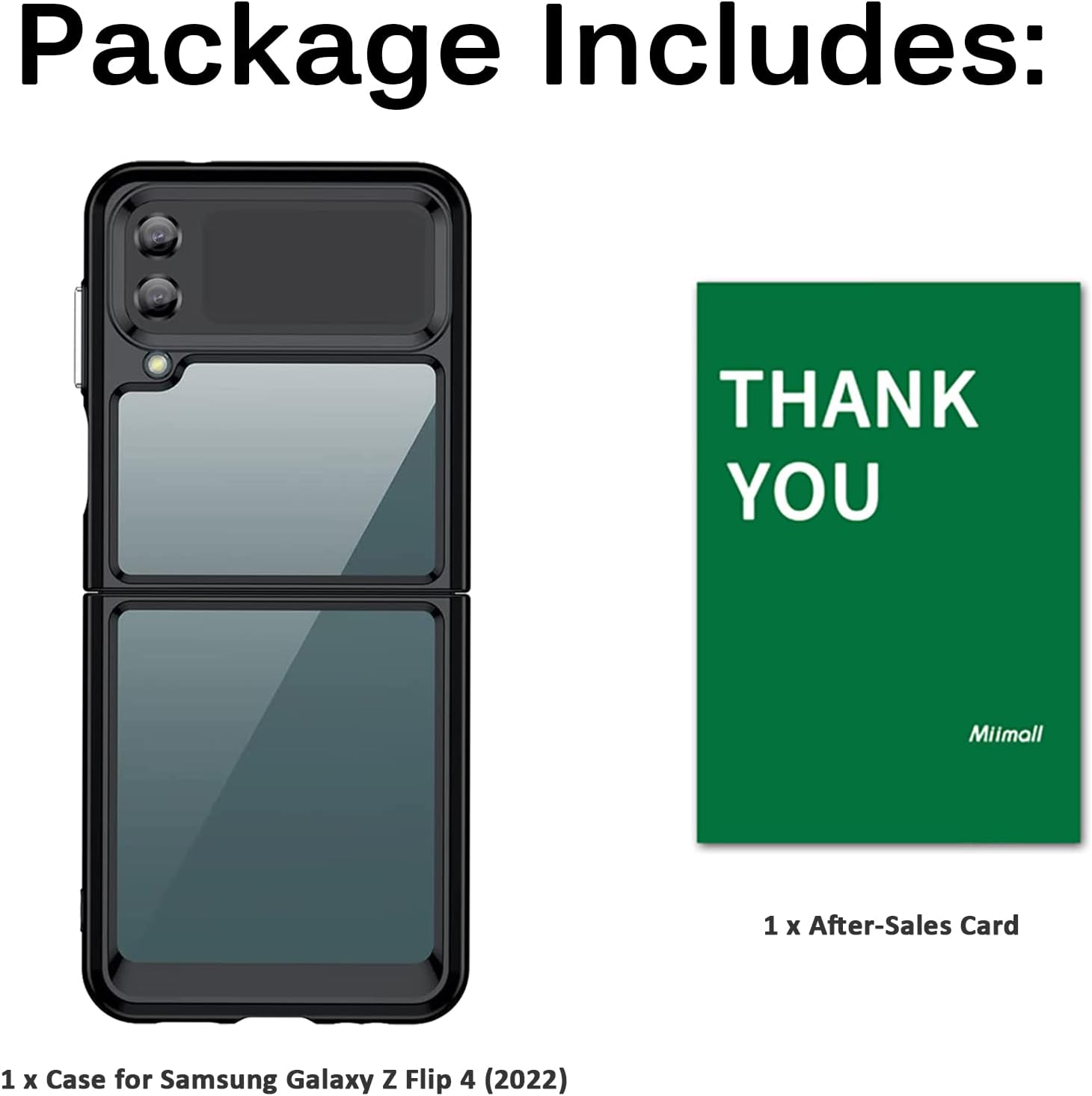Miimall Funda compatible con Samsung Galaxy Z Flip 4 2022, carcasa plegable ultrafina y gratuita, parte trasera transparente de policarbonato duro
