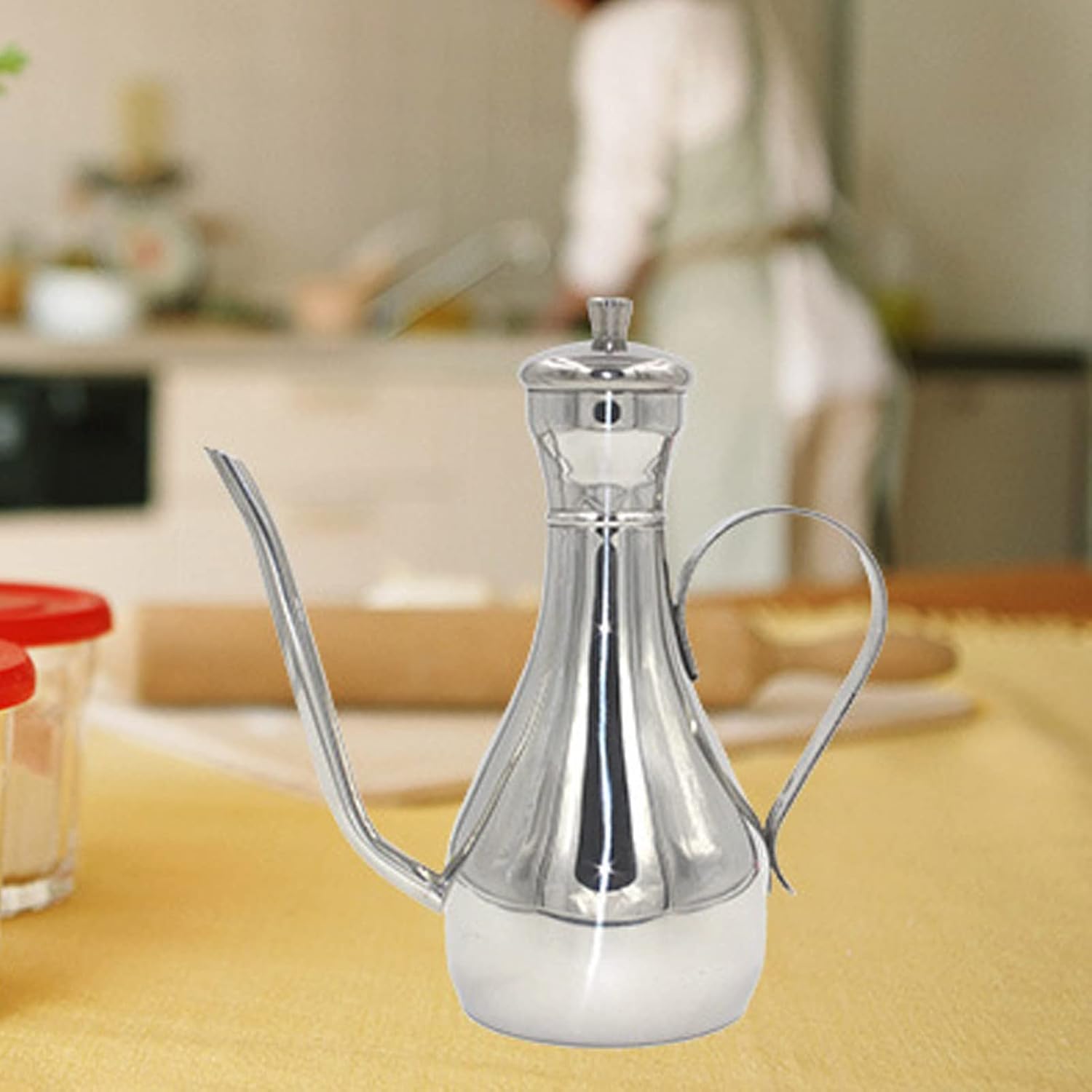 Tomotato Dispensador de aceite de oliva, dispensador de aceite de acero inoxidable de 11 oz11.8 fl oz, antigoteo, a prueba de fugas, olla de