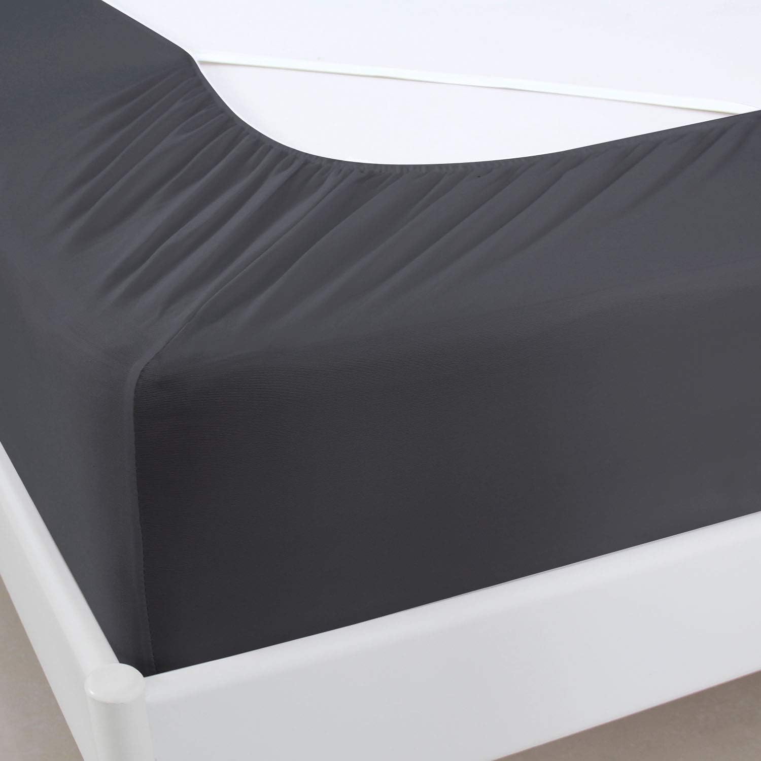 Funda de somier, tamaño Queen, falda de cama de tela elástica alrededor de 4 lados, alternativa elegante para faldas de cama para hotelhogar, se