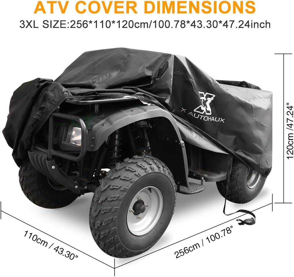X AUTOHAUX Cubierta impermeable negra para cuatrimoto, protector solar para bicicleta cuádruple, 4 ruedas, cubierta completa XXXL para Polaris