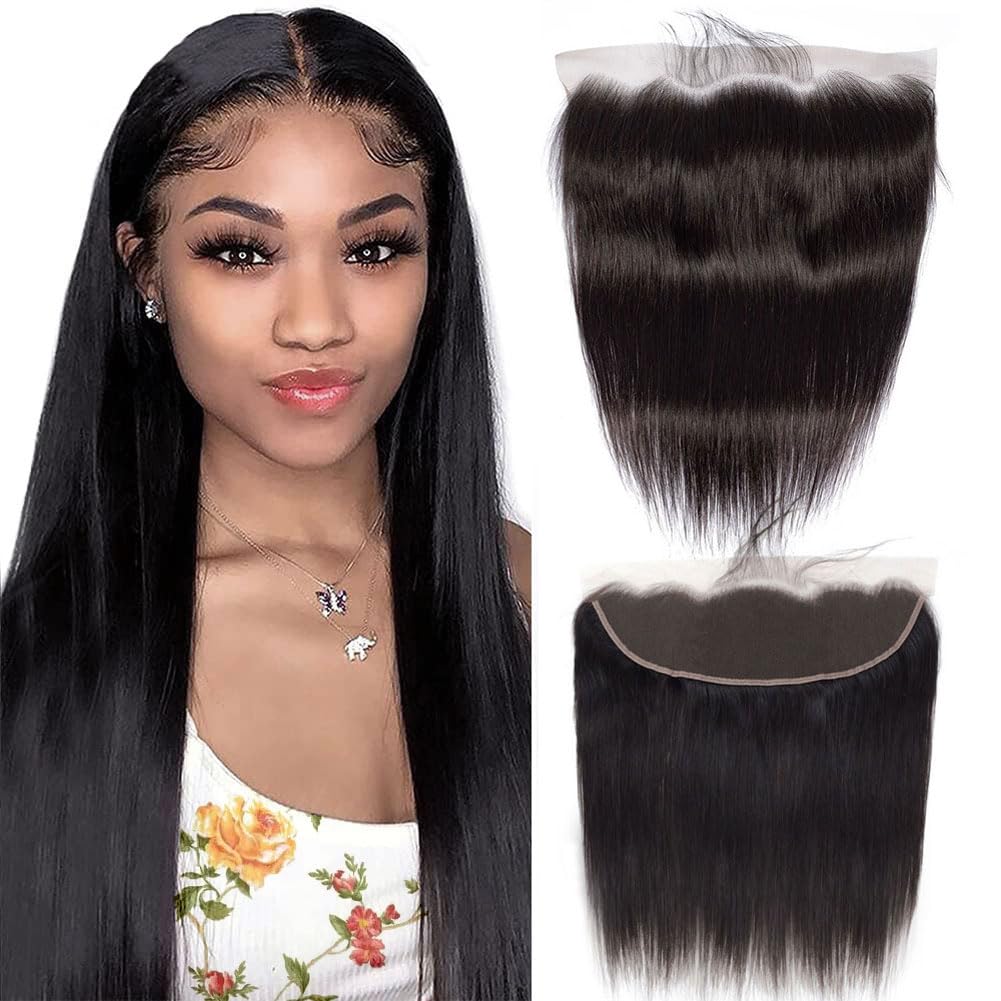 Encaje frontal recto 13×4 parte libre Hd Encaje 100% brasileño virgen Remy cabello humano con cabello de bebé 10A de oreja a oreja encaje frontal