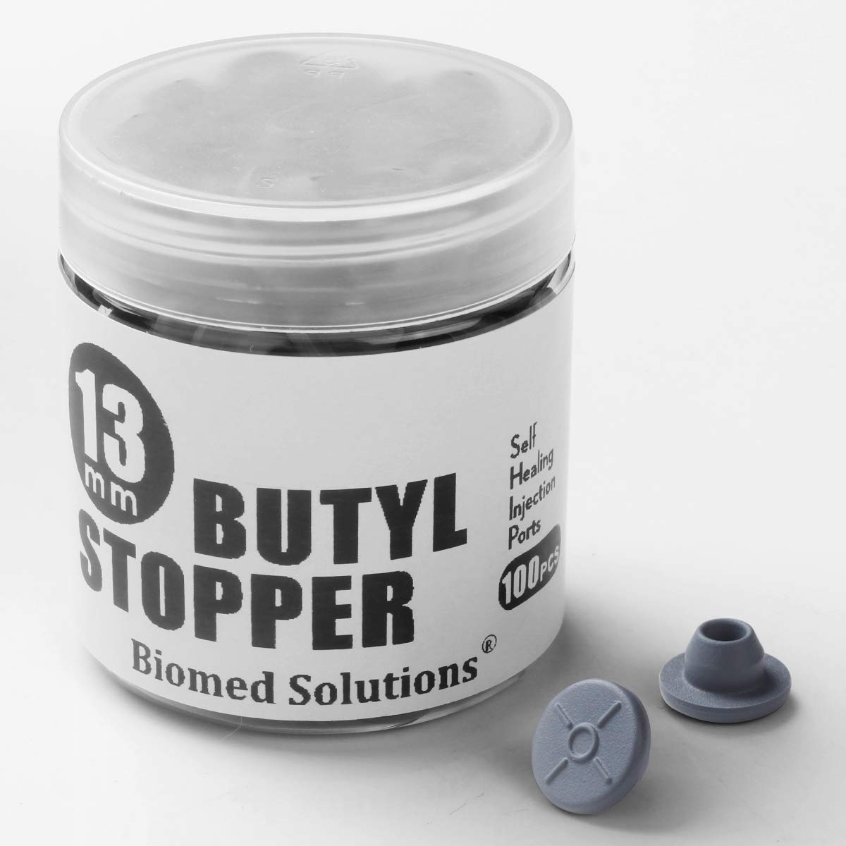 Biomed Scientific – Tapones de goma para puertos de inyección de 0.51 pulgadas, tapas de butilo autorreparables para botellas de vidrio y frascos de