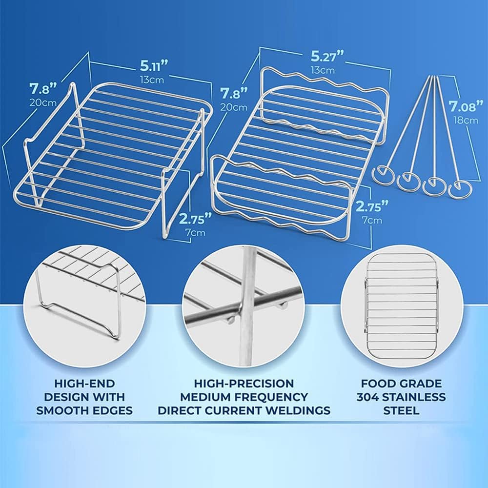 Juego de 6 accesorios antiadherentes para freidora de aire de 8 pulgadas, barril para hornear, pizza, cupcakes, brocheta, tostadas, pinzas de