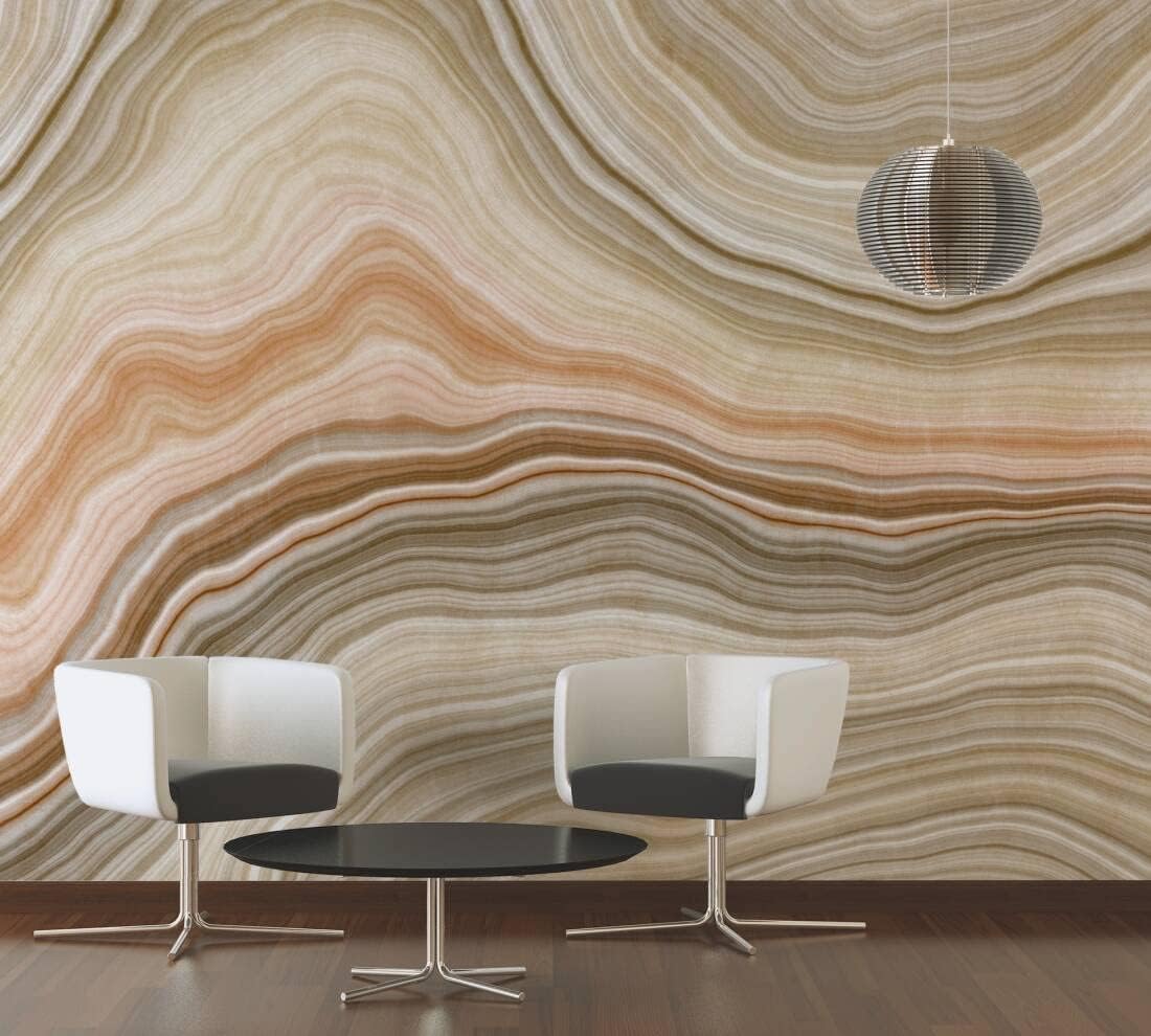 CONCORD WALLCOVERINGS  Papel tapiz vintage para pared con azulejos de ondas, beige, marrón y blanco, 146 pulgadas de ancho x 110 pulgadas de alto, 7