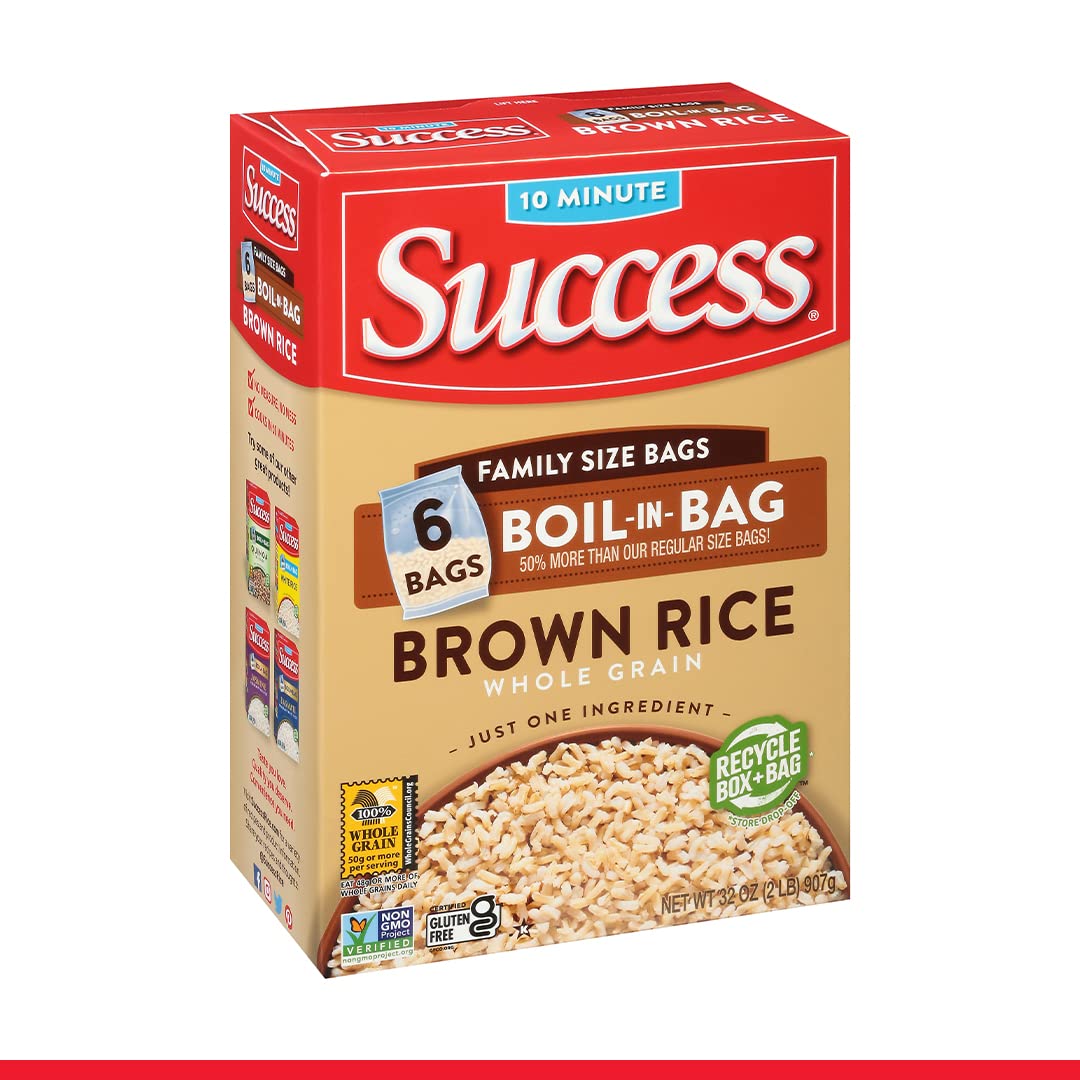 Success Arroz hervido en bolsa, arroz integral, comidas de arroz rápidas y fáciles, caja de 32 onzas (paquete de 3)