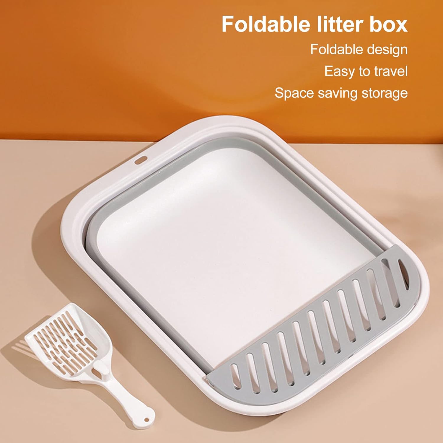 Bandeja de arena para gatos con pala y protector de dispersión, resistente y fácil de limpiar, bandeja de arena para gatos al aire libre con