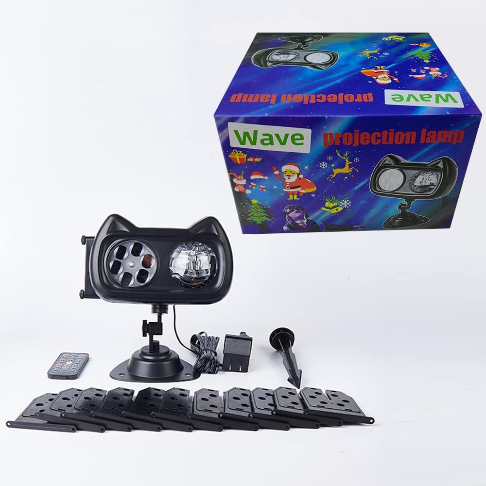 FCXJTU Proyectores LED 2 en 1 de copos de nieve de Navidad con 96 efectos HD, patrones de ondas oceánicas 3D, temporizador de control remoto