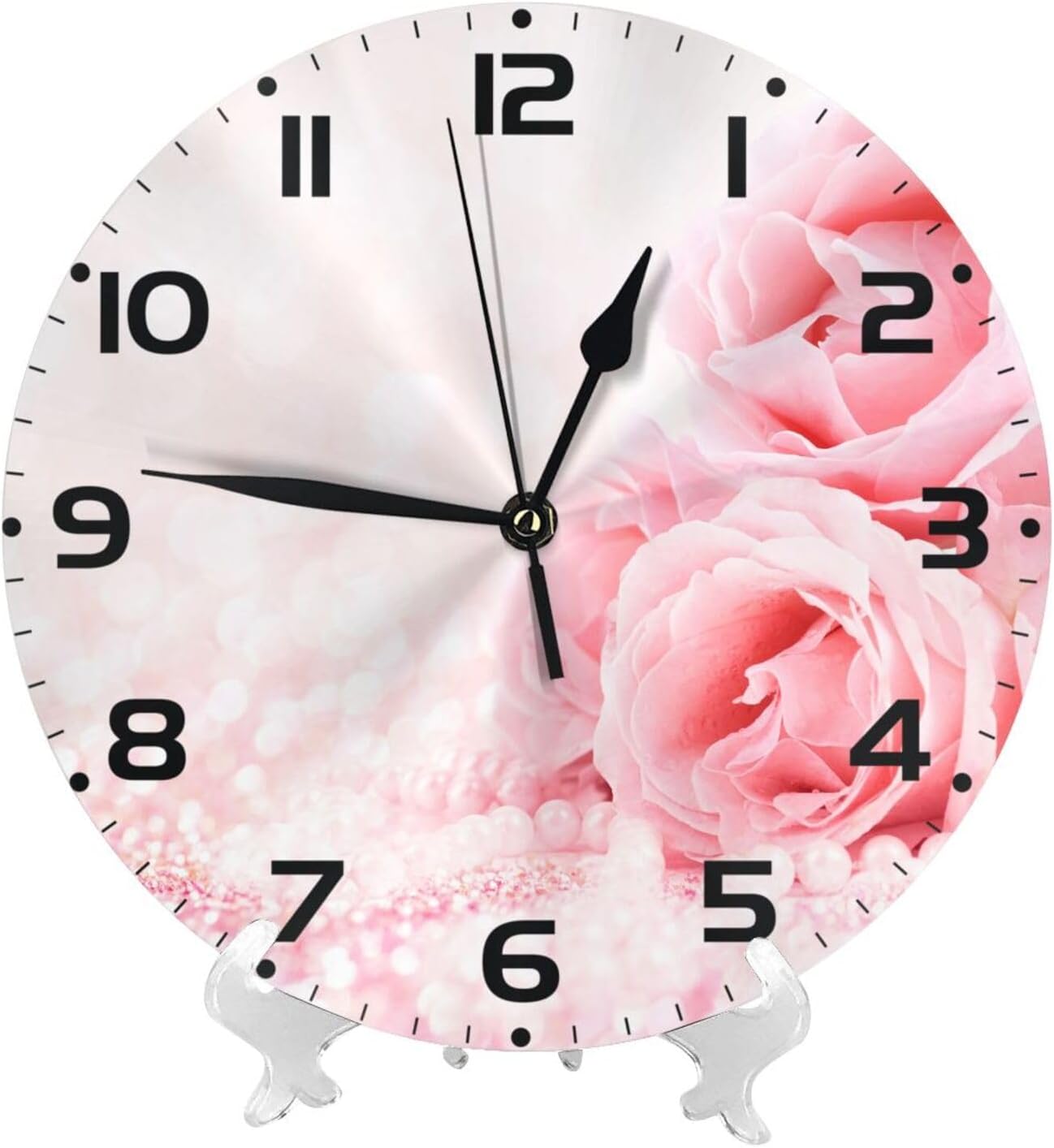 SUPLUCHOM Reloj de pared rosa con purpurina de 10 pulgadas, silencioso, sin tictac, decoración a pilas para cocina, sala de estar, dormitorio,