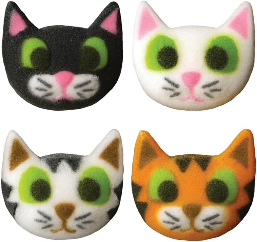 Dec-Ons – Decoración comestible de azúcar moldeada para cupcakes, 12 unidades (gato)