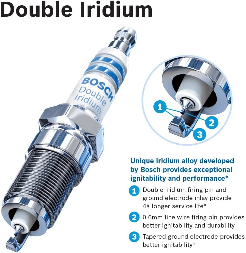 Bosch – Bujía de reemplazo de Iridio doble OE, 4PK, Iridio doble.