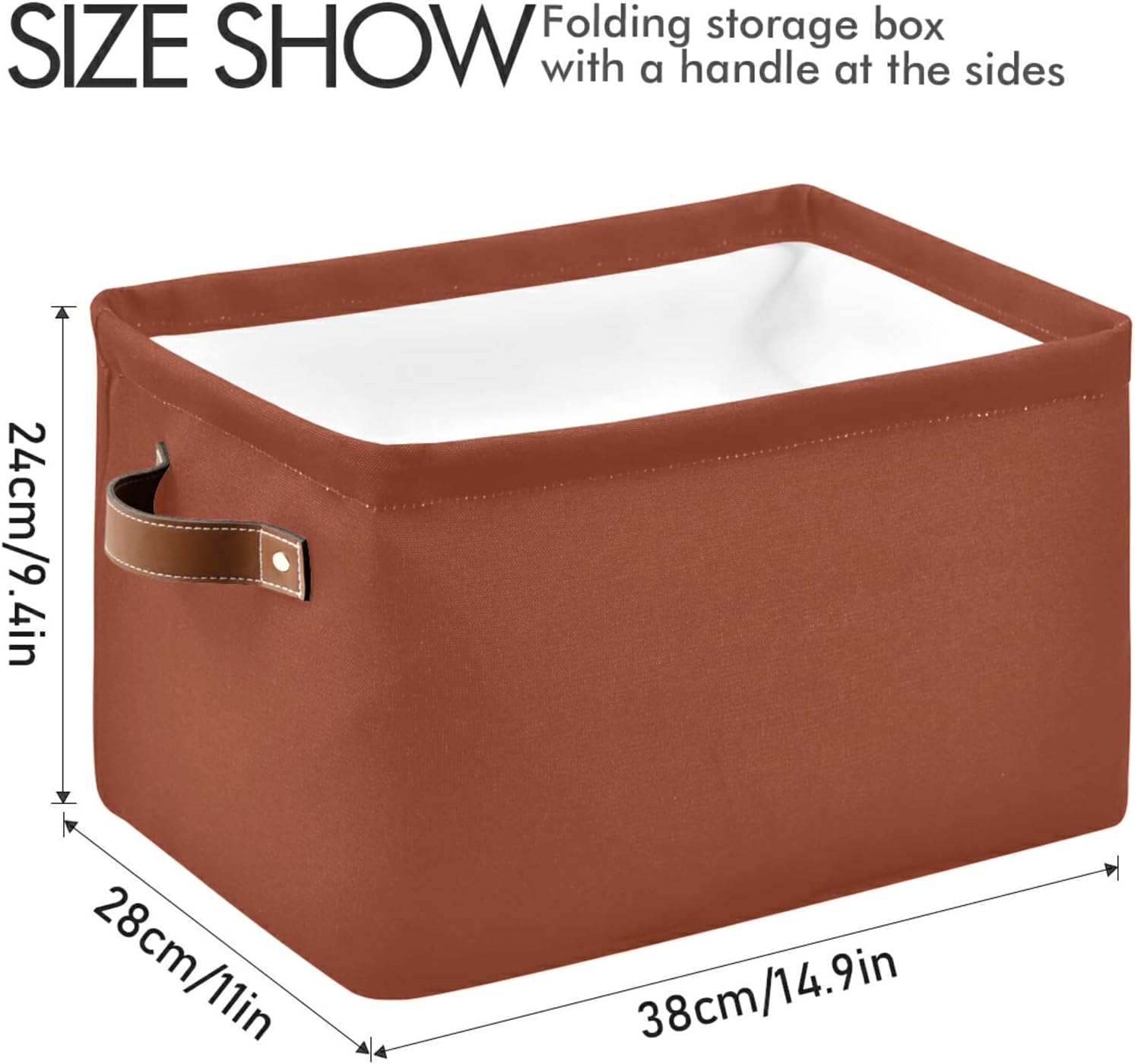 xigua Cesta de almacenamiento de color sólido con asa, cubo de almacenamiento grande plegable para estantes, armario, dormitorio, sala de estar, 1