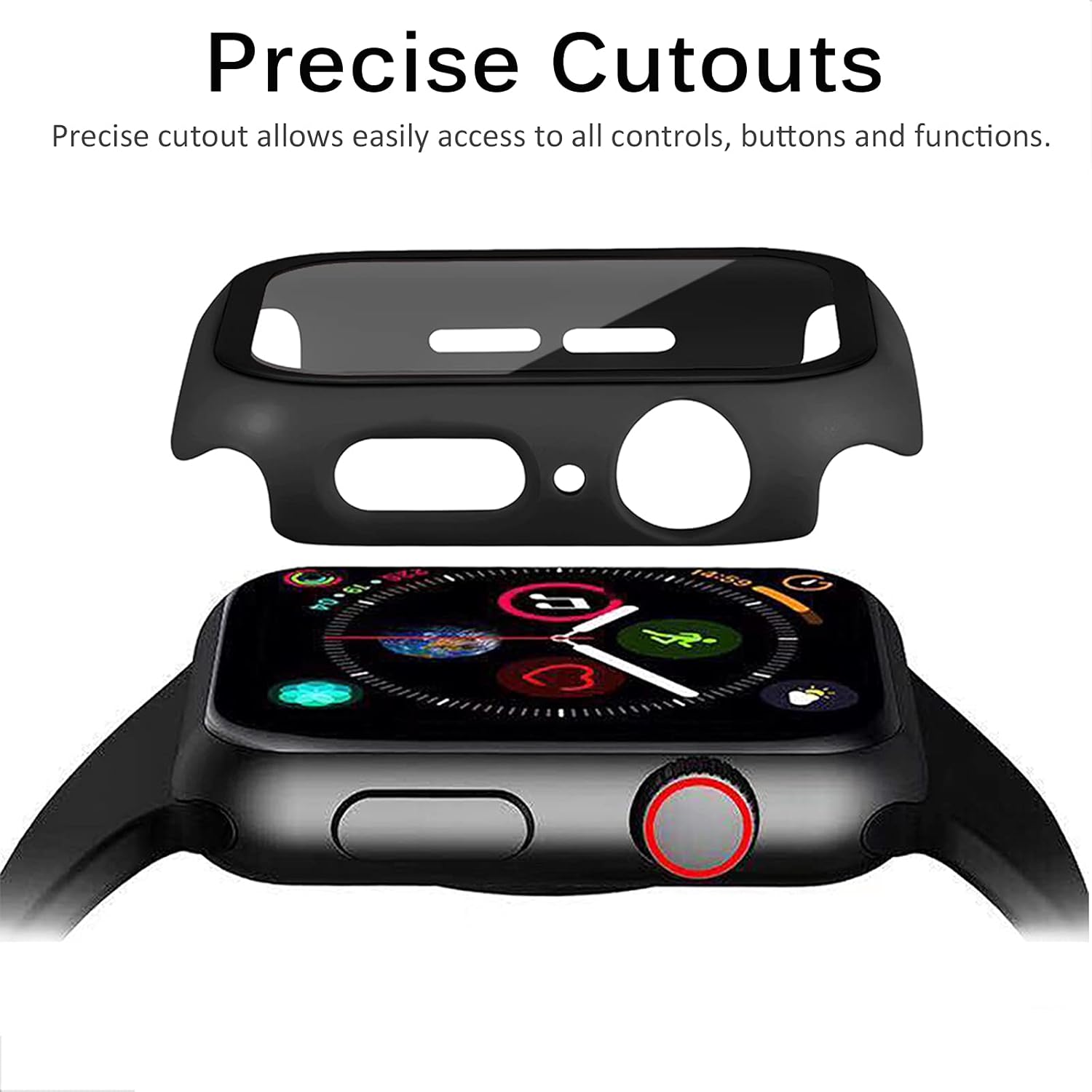 Miimall Funda compatible con Apple Watch Series 3, 2, 1 de 1.496 pulgadas con protector de pantalla, cubierta dura mate antiarañazos a prueba de