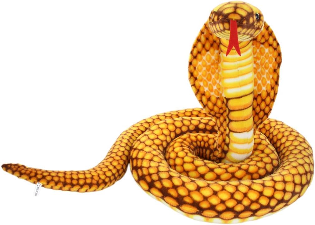 Animales de peluche gigantes realistas Naja Nivea Cape Cobra – Serpiente, 98 pulgadas de largo, 1 unidad