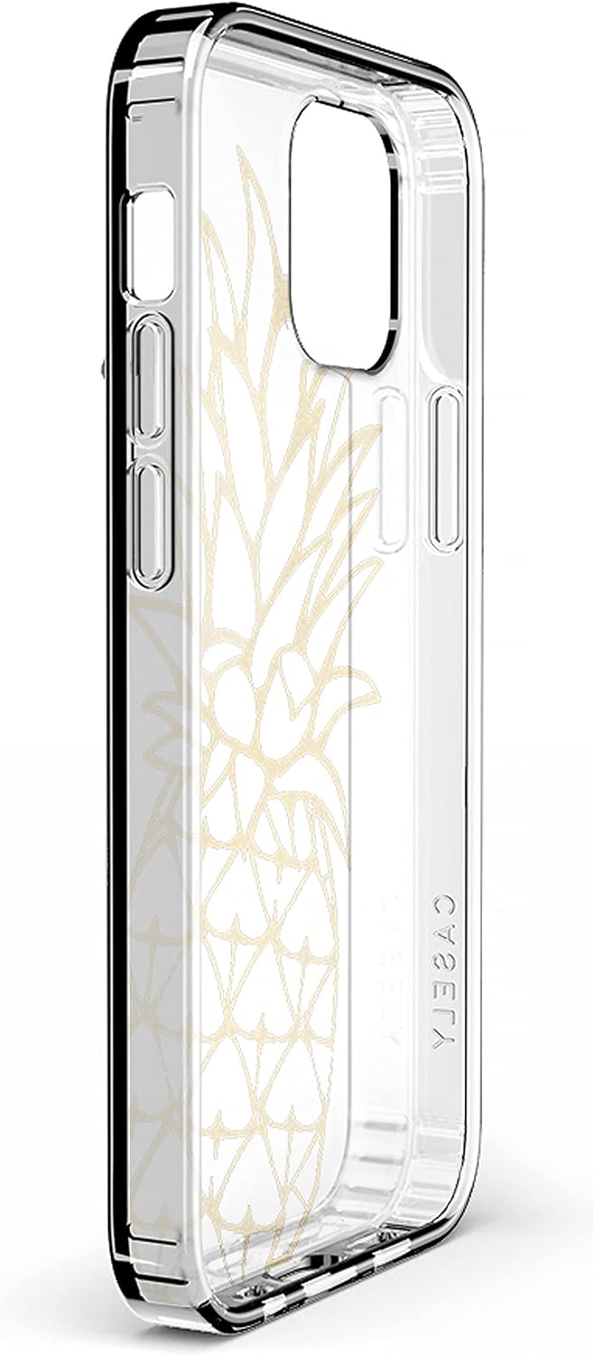 Casely Funda para iPhone 11  Carcasa rígida transparente de piña dorada brillante