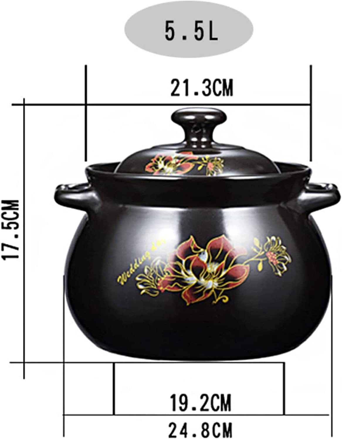 Ollas de barro de cerámica china, olla de cocina de cerámica china, olla de cocción resistente al calor, olla de barro para cocina del hogar, 5.5