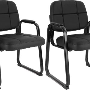 CLATINA Silla de invitados para sala de espera con reposabrazos acolchado de cuero regenerado para oficina, recepción y escritorio de conferencias, CLATINA Silla de invitados para sala de espera con reposabrazos acolchado de cuero regenerado para oficina, recepción y escritorio de conferencias,