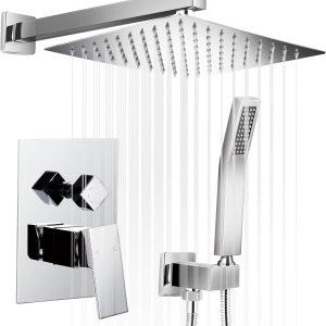 Qomolangma Sistema de ducha de lluvia de 10 pulgadas, juego de grifo de ducha de baño, sistemas de ducha de acero inoxidable con ducha de lluvia y Qomolangma Sistema de ducha de lluvia de 10 pulgadas, juego de grifo de ducha de baño, sistemas de ducha de acero inoxidable con ducha de lluvia y