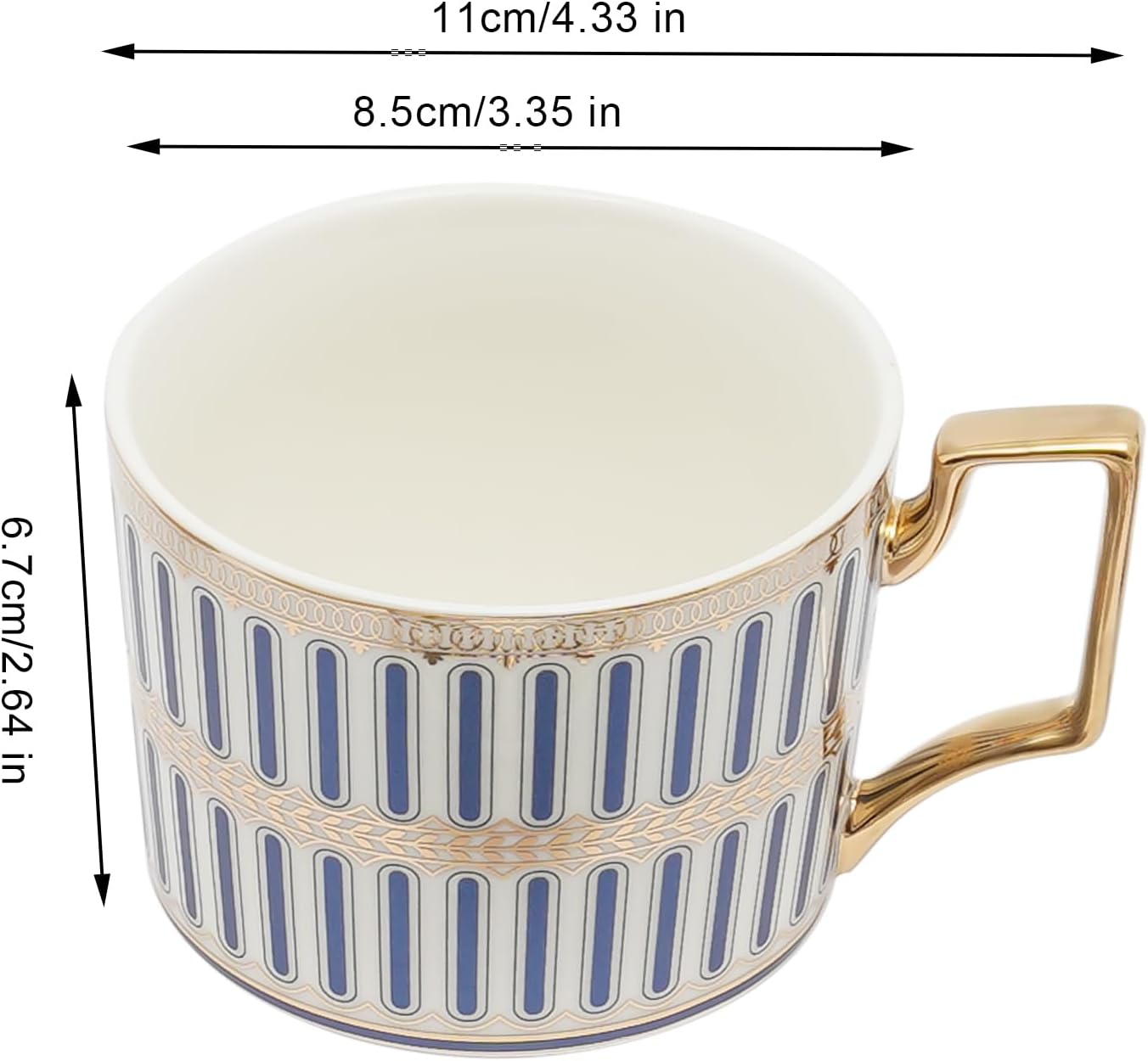 PaNeTnya Juego de 4 tazas y platillos de estilo europeo, taza de té y platillo de porcelana bellamente esmaltados con cuchara dorada adecuados para