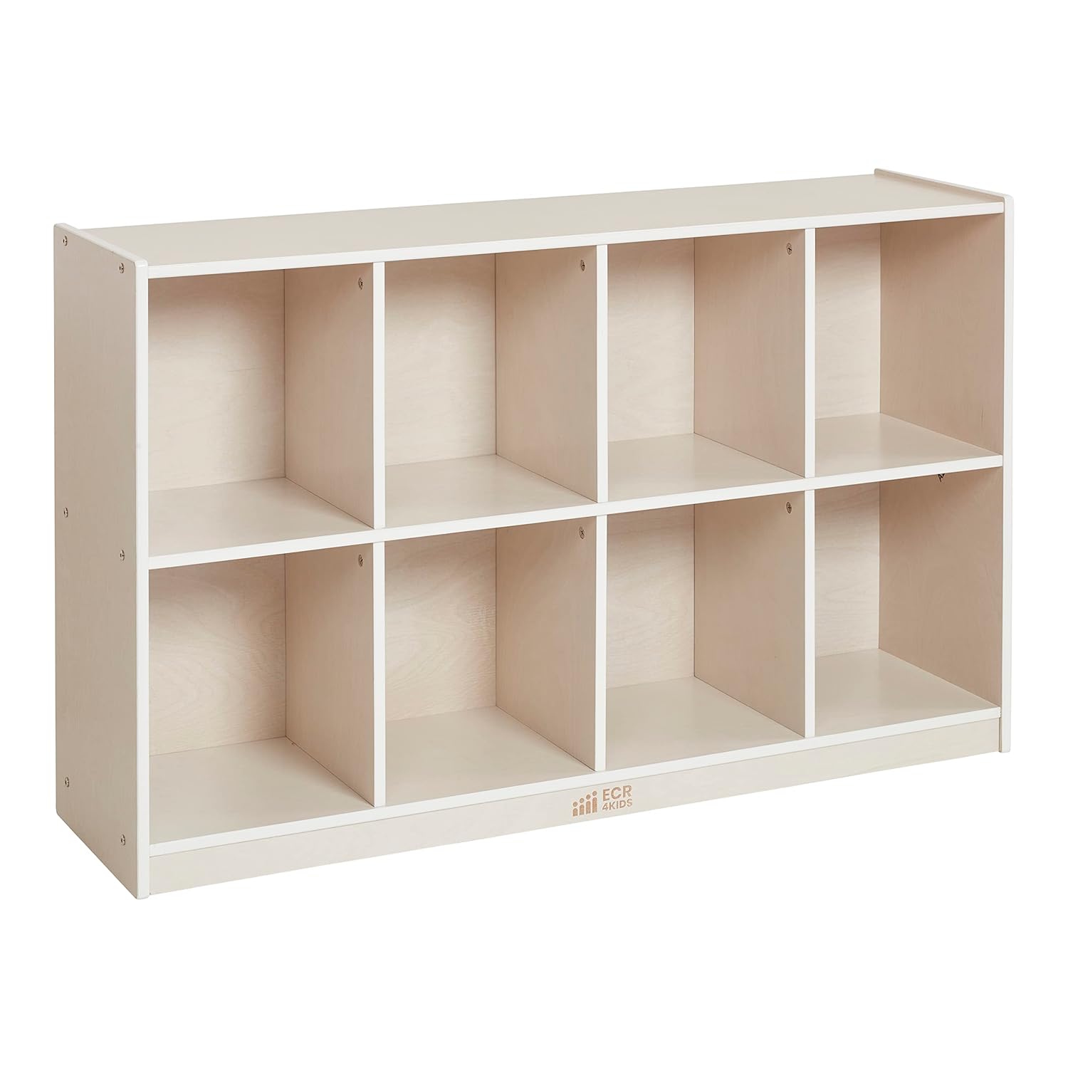 ECR4Kids Gabinete de almacenamiento movible de 8 compartimientos para mochilas, muebles de aula, color blanco lavado