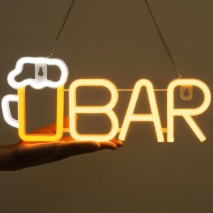 PIKPEOD Letrero de neón de barra de color blanco cálido, letreros de cerveza de neón con USB o batería con cadena colgante para hombre, letreros de PIKPEOD Letrero de neón de barra de color blanco cálido, letreros de cerveza de neón con USB o batería con cadena colgante para hombre, letreros de