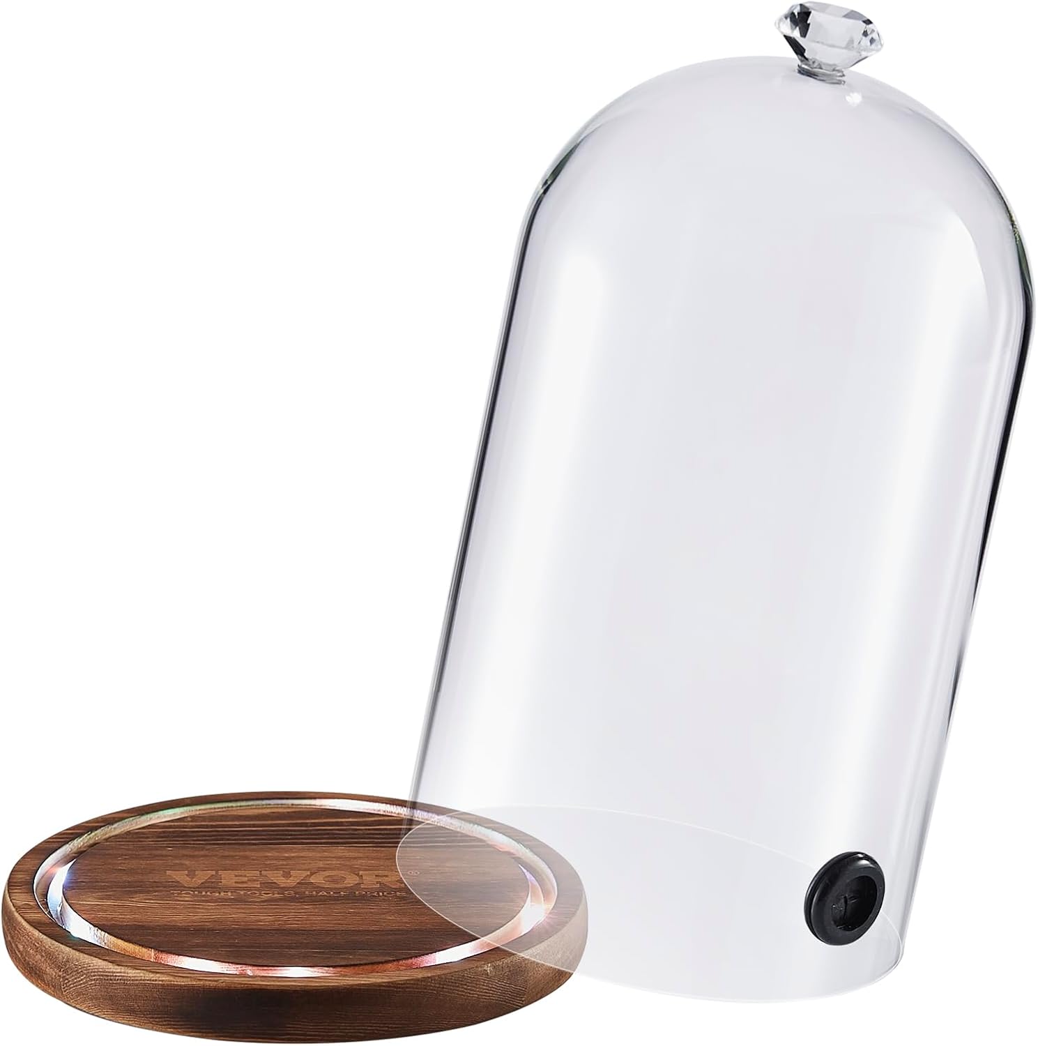 VEVOR Cloche para fumar, cubierta de cúpula de vidrio de 6.9 pulgadas con base de madera, pistola de ahumador, infusor de humo accesorio para
