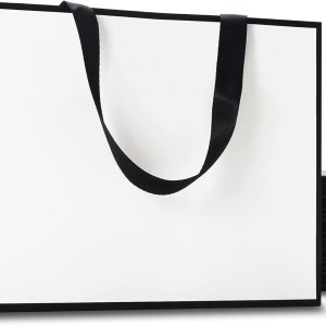 Bolsas de regalo en blanco y negro, 20 unidades, 10.5 x 4.25 x 8 pulgadas, medianas bolsas de regalo blancas y negras con asas de cinta, bolsas de Bolsas de regalo en blanco y negro, 20 unidades, 10.5 x 4.25 x 8 pulgadas, medianas bolsas de regalo blancas y negras con asas de cinta, bolsas de