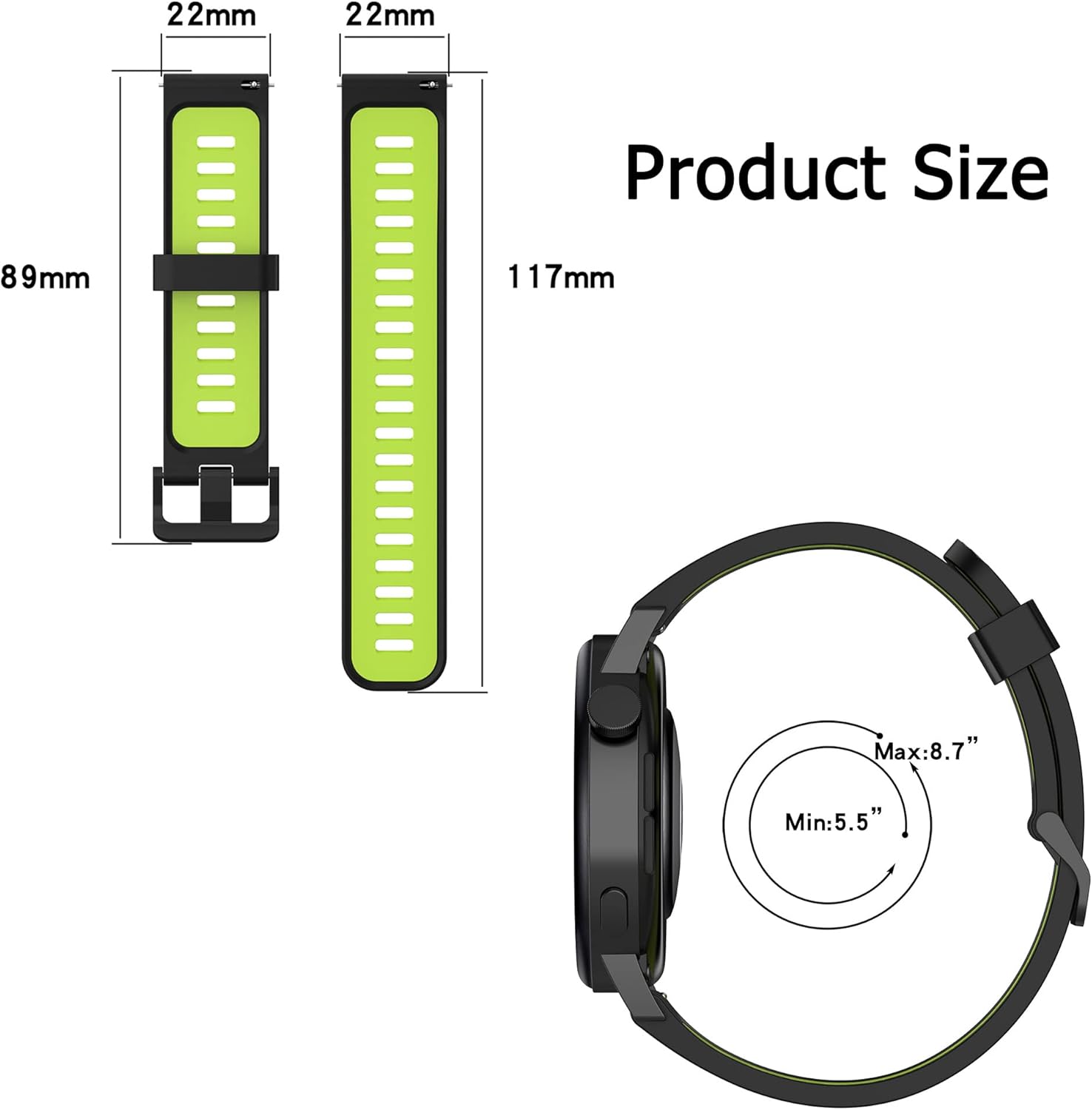 FitTurn Correa de muñeca para EIGIIS Smart Watch, pulsera de repuesto compatible con EIGIIS K22K27K55KE2S35DM50HM09I32 correa de reloj de silicona