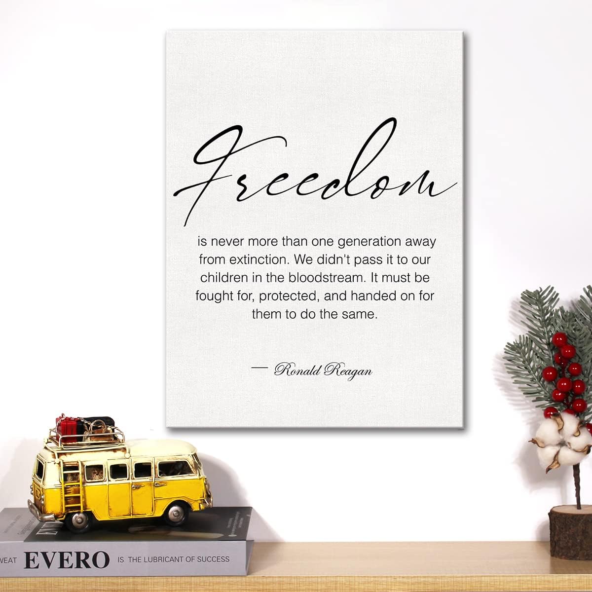 Lienzo militar inspirador para la pared, con cita de libertad, pintura impresa en lienzo para decoración de pared del hogar, enmarcada, regalo de