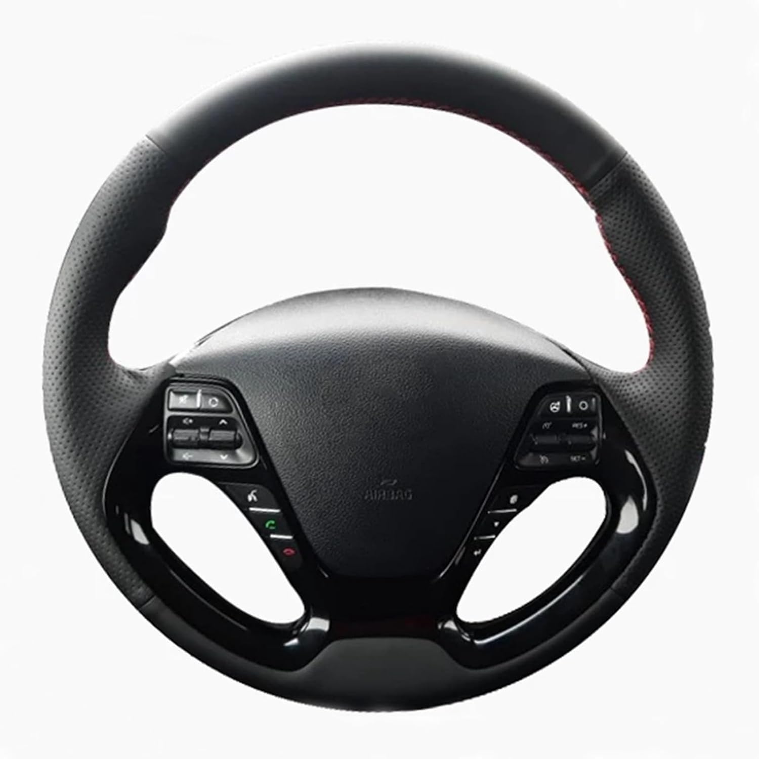 Fundas de volante de coche cosidas a mano de cuero artificial negro, para Nissan marzo 2010-2015 Sunny 2011-2013 Versa 2012-2014