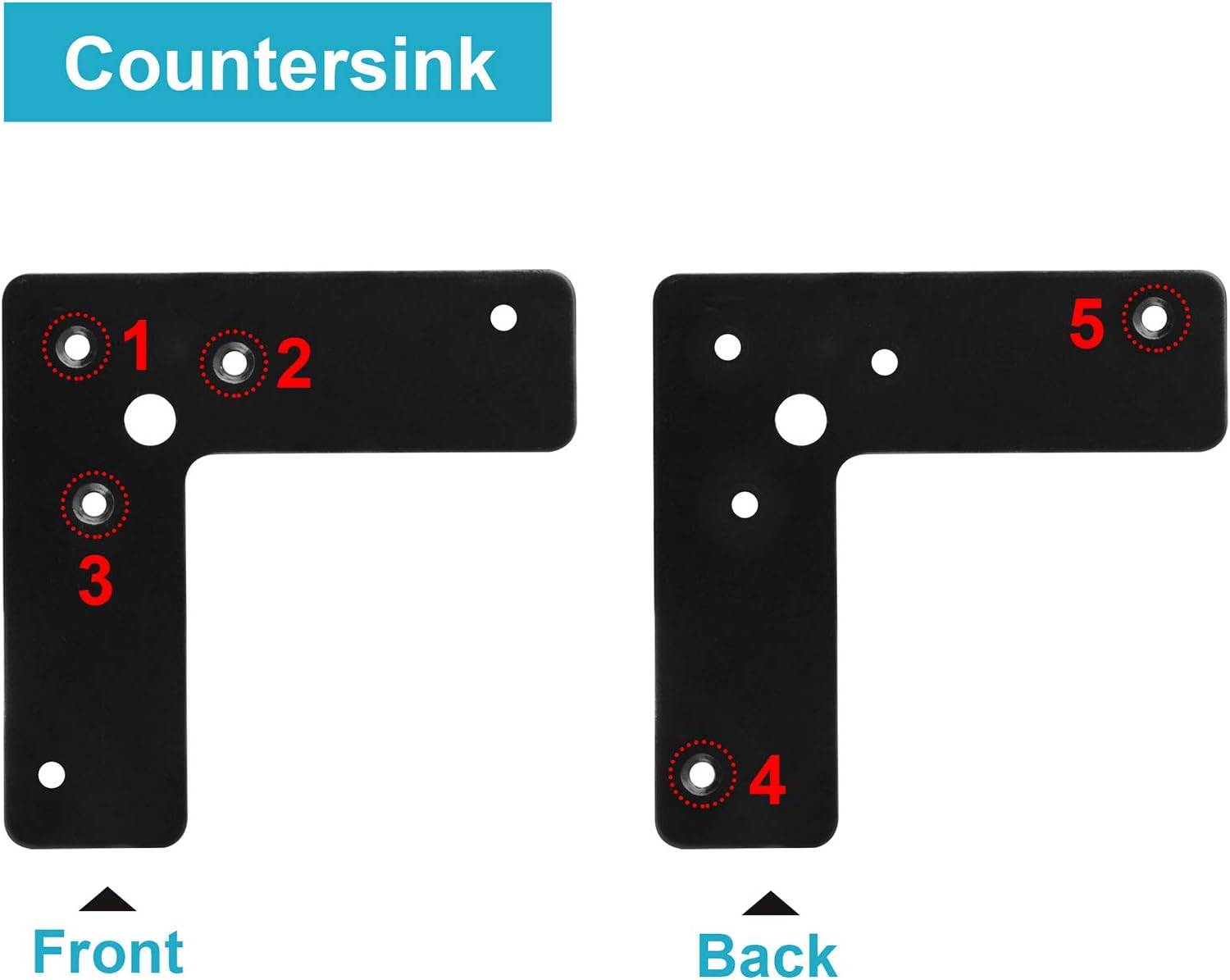 10 unidades de soporte de esquina plano negro de 4 x 4 x 1 pulgadas, en forma de L, placas de reparación de fijación plana, grosor de 0.079