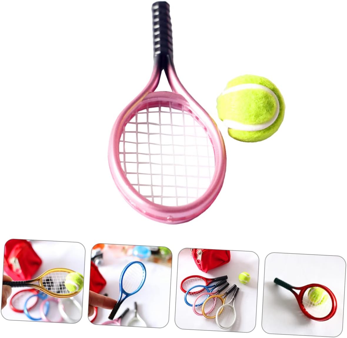 Abaodam 1 juego de raqueta de tenis de tenis en miniatura miniaturas decoración mini raquetas de tenis de plástico modelos de tenis en miniatura,