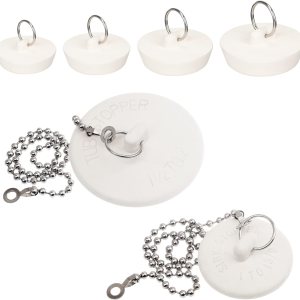 Paquete de 6 tapones de bañera, tapones de goma para tina, 2 cadenas de cuentas de acero inoxidable de 15 pulgadas, 6 tamaños diferentes de enchufe Paquete de 6 tapones de bañera, tapones de goma para tina, 2 cadenas de cuentas de acero inoxidable de 15 pulgadas, 6 tamaños diferentes de enchufe