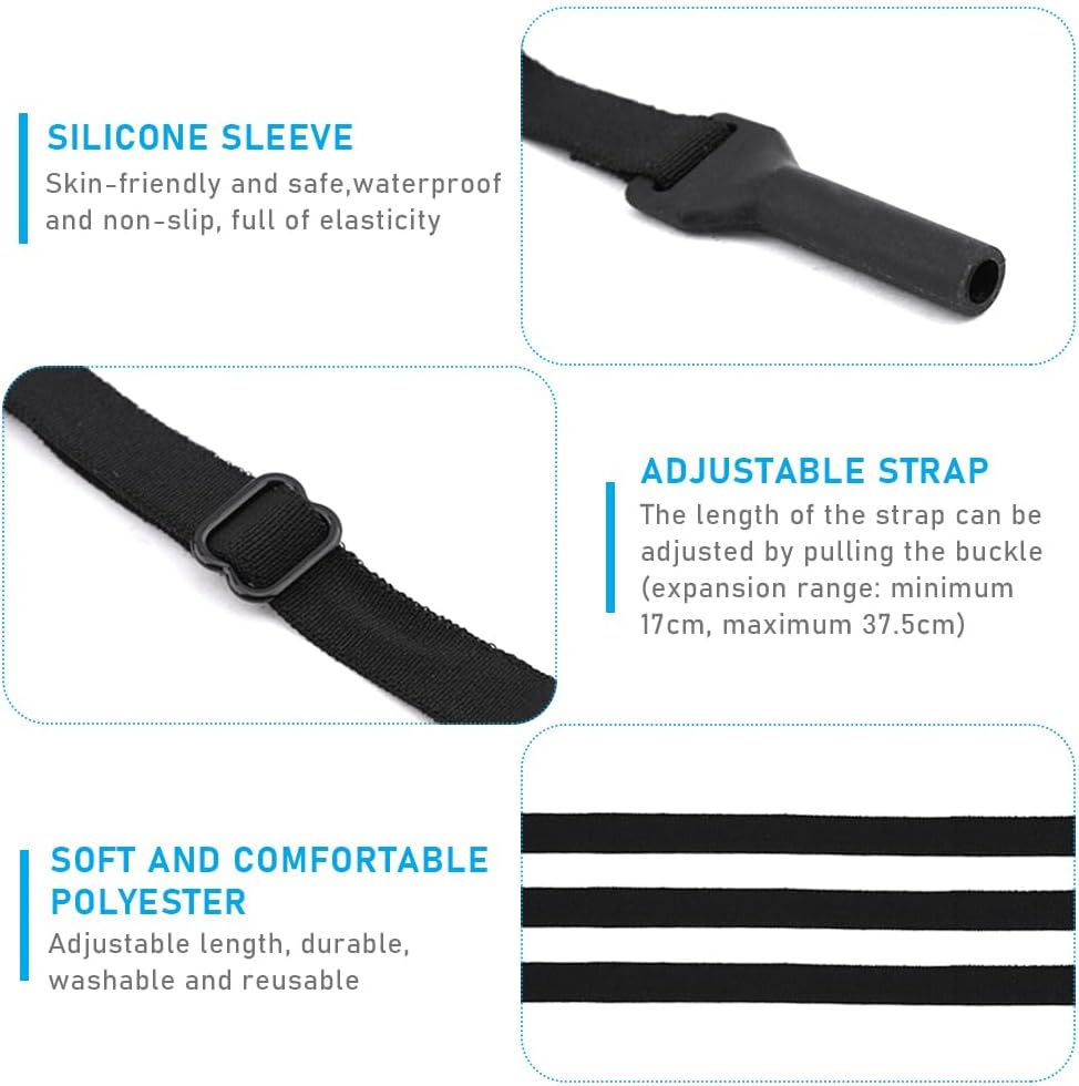 Correa para lentes, 4 cordones ajustables para lentes y 4 pares de lentes para las piernas, agarre para gancho para las orejas, antideslizante, sin