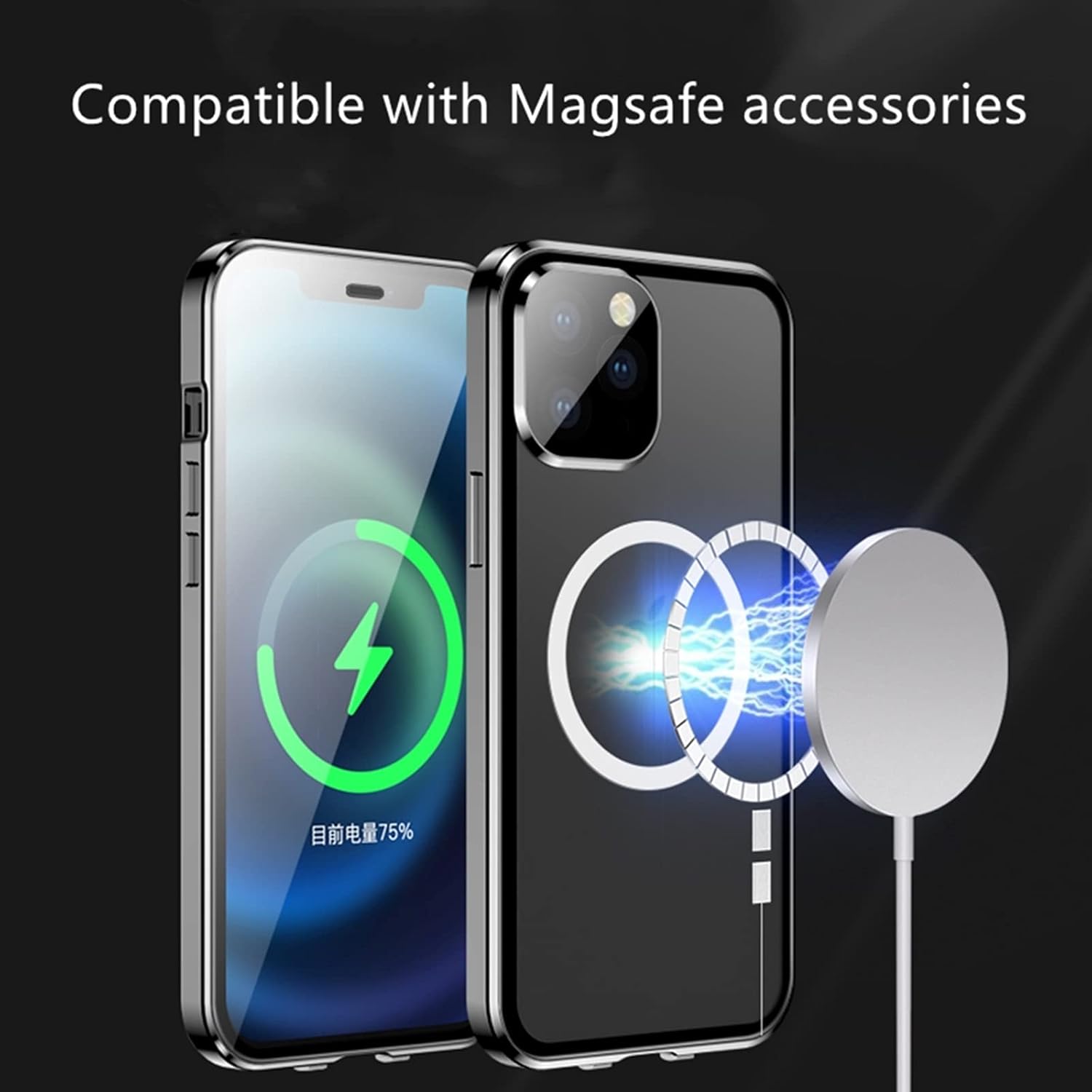 Jonwelsy Funda para iPhone 11, protección de doble cara de 360 grados, compatible con Magsafe de absorción magnética, parachoques de metal frontal