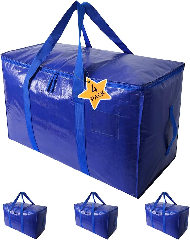 Moving Supplies – Bolsas de embalaje extra grandes y resistentes con cremalleras y asas de transporte fuertes, para mudanza y almacenamiento de