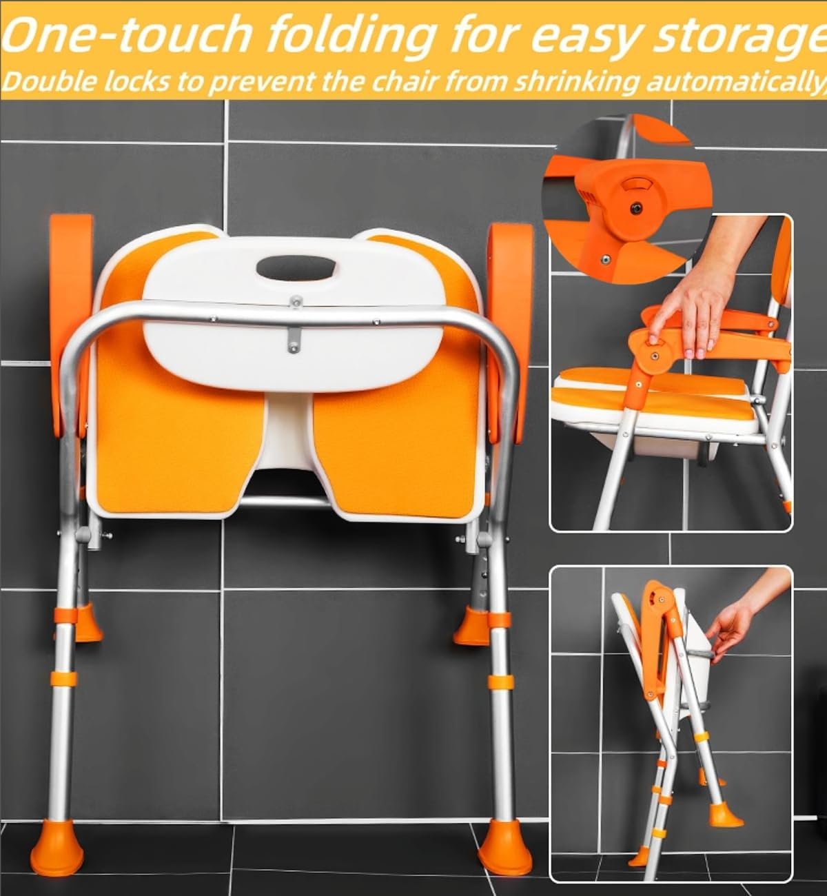 Silla de ducha para ducha interior, silla de ducha plegable para ancianos y discapacitados, asiento de ducha para adultos, silla de baño portátil de