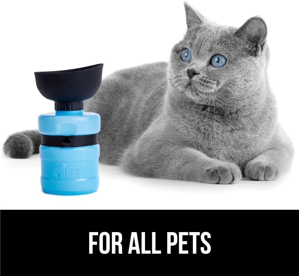 Gorilla Grip Botella de agua portátil para perros sin derrames con cuenco integrado, dispensador de bebidas de silicona de grado alimenticio a