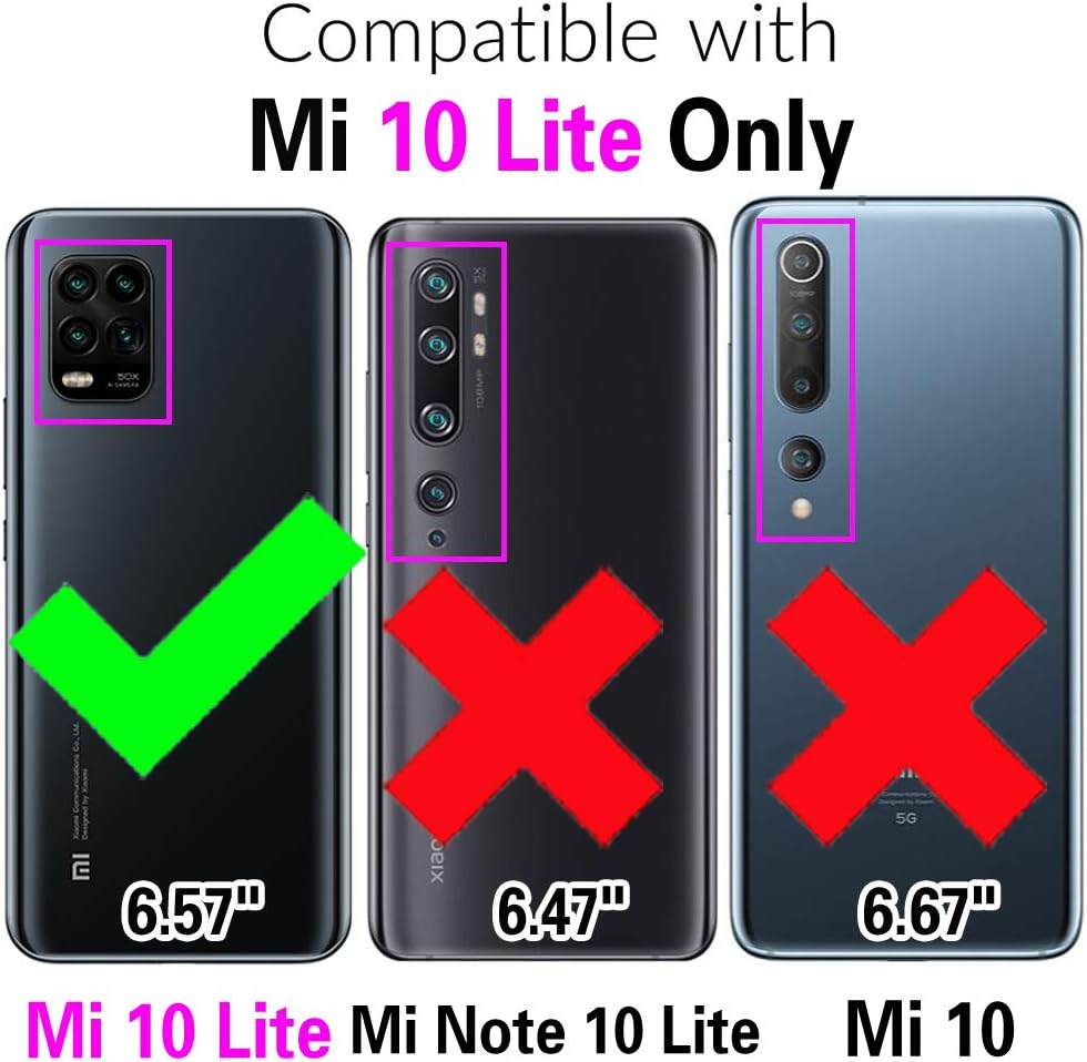Asuwish Compatible con Xiaomi Mi 10 LiteMi10Lite 5GMi10 Youth 5G Funda tipo cartera y protector de pantalla de vidrio templado Soporte de tarjeta