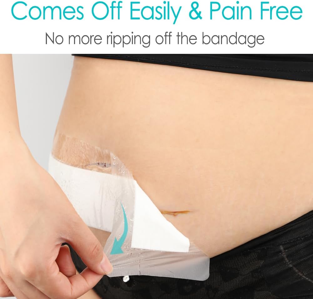 14 protectores impermeables para heridas de ducha de sección C, 4 x 12 pulgadas, abdominoplastia, incisión, vendaje abdominal, histerectomía,