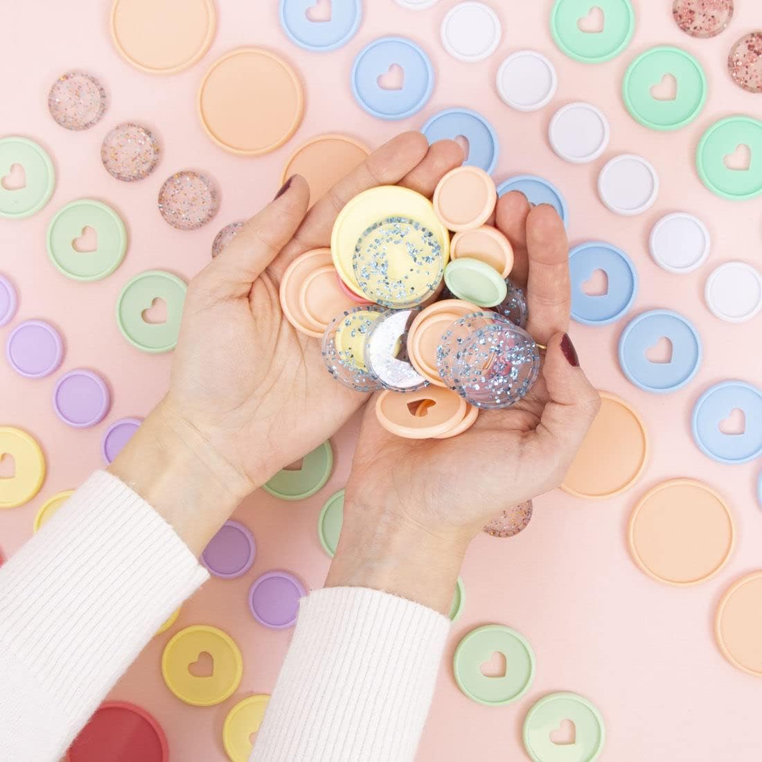 Craftelier – Anillos de disco de plástico M con corazón para encuadernar planificadores o álbumes  Ideal para álbumes de recortes y manualidades