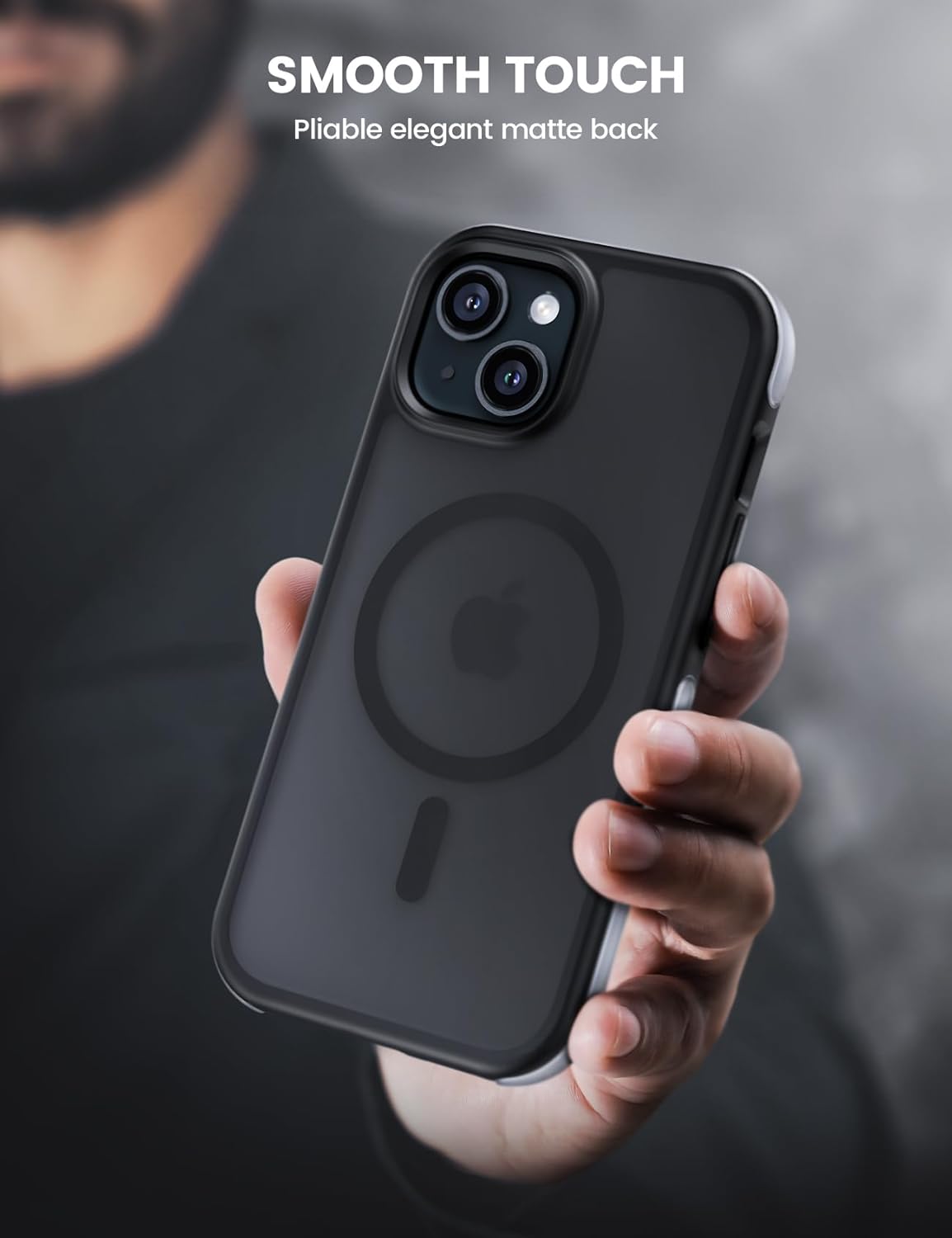 Lamicall Funda magnética para iPhone 15 para MagSafe – protección contra caídas de grado militar de 18 pies Funda con parachoques de aire y bordes