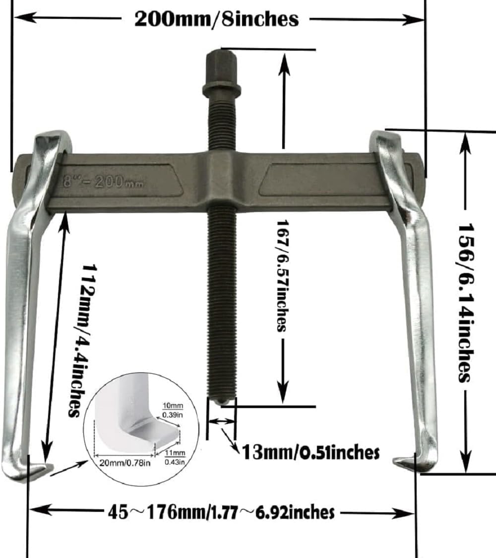 2 Jaw Puller, 2 Claw Gears Puller for Removal of Pulley Flywheel Bearing,Small Gear Puller (8inches)