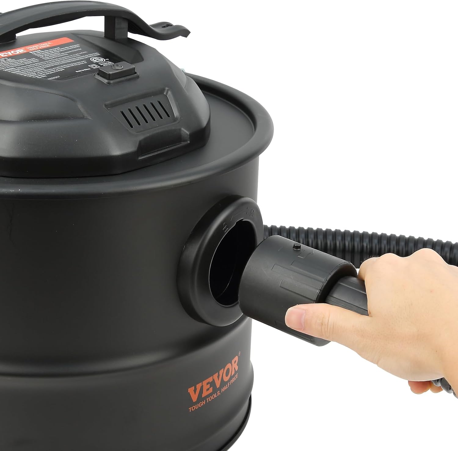 VEVOR Aspiradora de 4 galones con potente succión de 1200 W, colector de aspiradora de cenizas con manguera flexible de 47.2 pulgadas, para