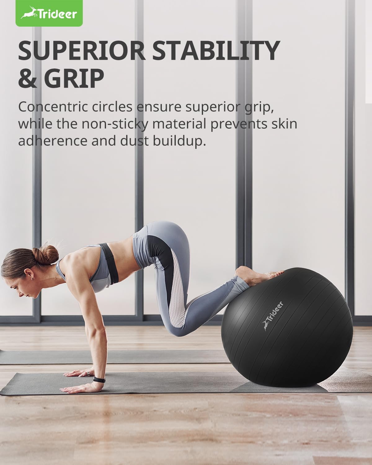 Trideer Pelota de yoga para entrenamiento, 5 tamaños, pelota de gimnasio, pelota de parto para embarazo, pelota suiza para terapia física,
