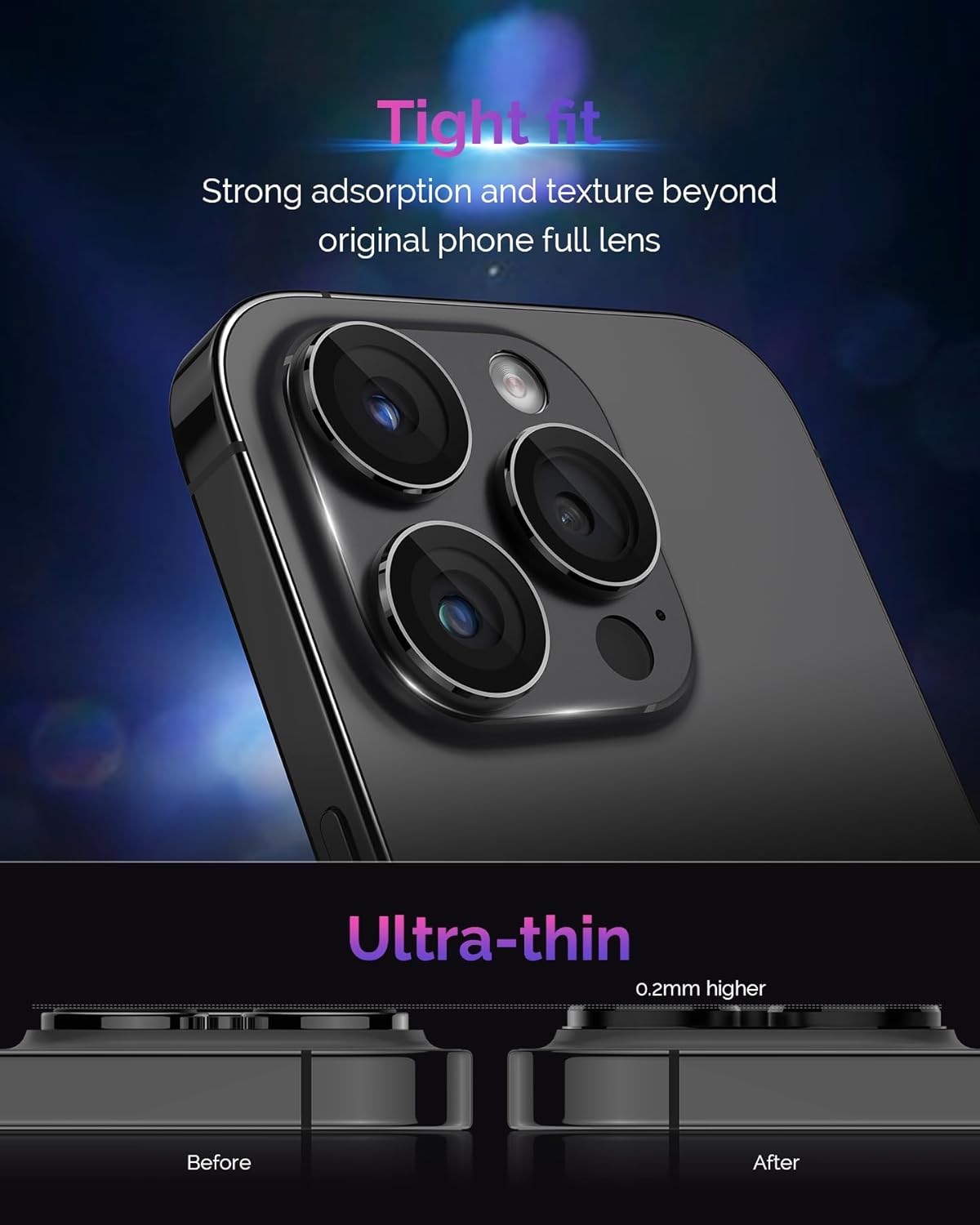 Protector de lente de cámara para iPhone 15 ProiPhone 15 Pro Max protección contra caídas cobertura completa metal 3D compatible con fundas cubierta