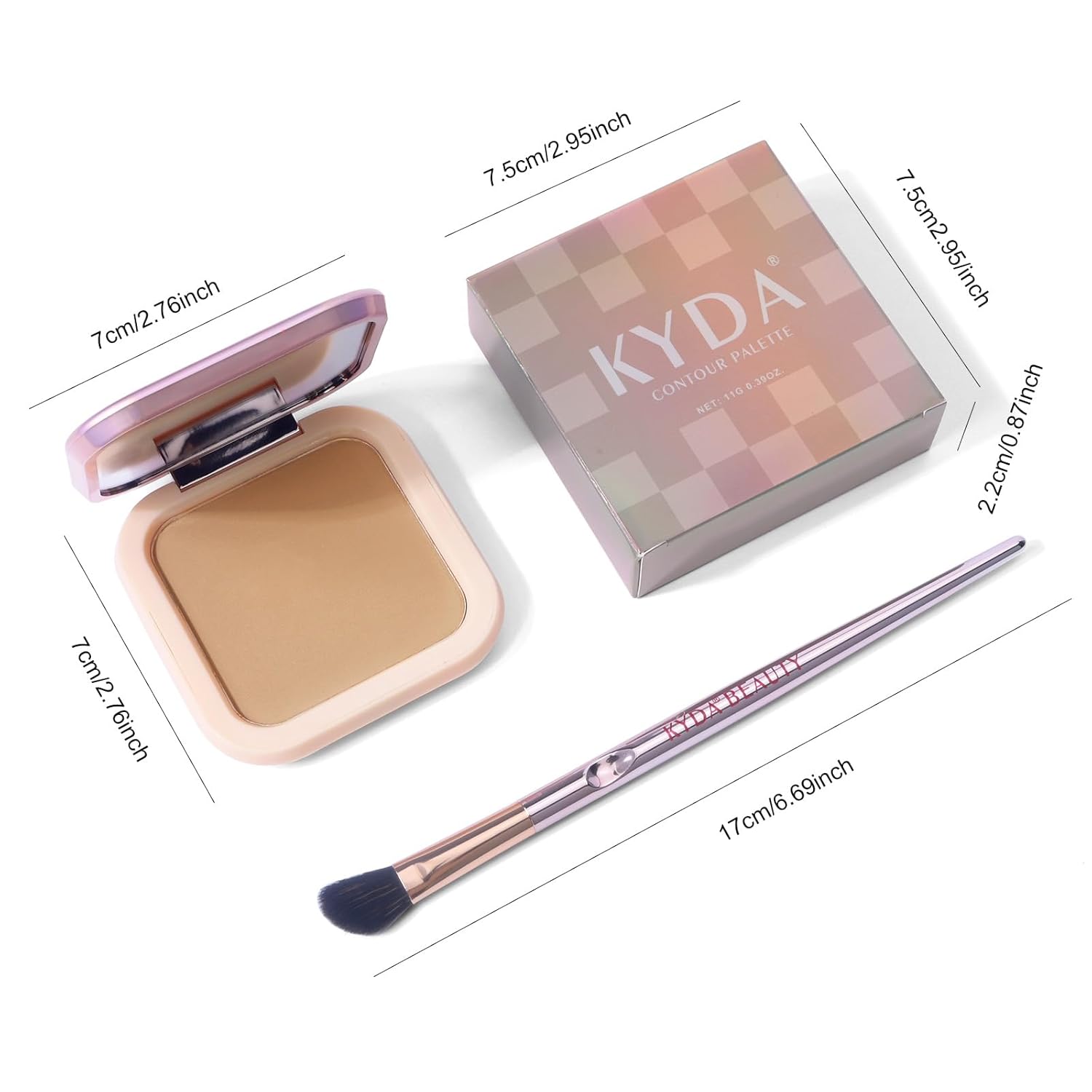 KYDA Paleta de contorno para esculpir la cara, polvo prensado de contorno suave y brillante, ultrafino, ligero, fácil de mezclar, maquillaje de