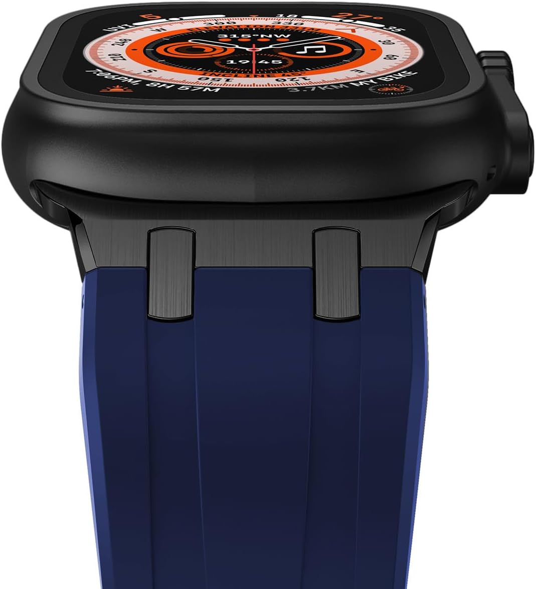 Compatible con Apple Watch Ultra 2 Band para hombre, correa de silicona y hebilla de acero inoxidable diseñada para iPhone Watch, correas iWatch