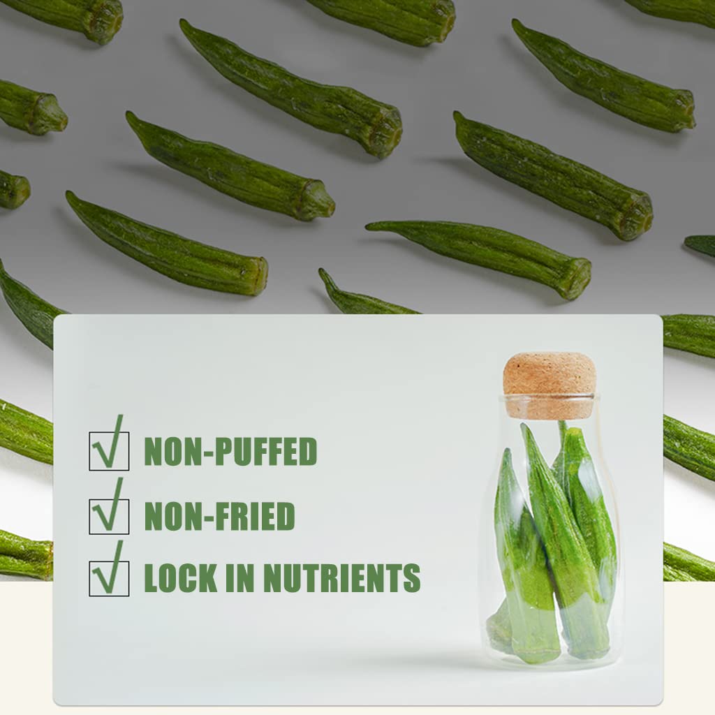 SXET 2 paquetes de bocadillos Okra chips, patatas fritas de okra liofilizadas, okra deshidratada, bocadillos crujientes de verduras para adultos y